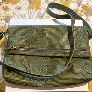 Hammett VIP Reserve Green Snakeskin Medium Crossbody